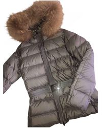Moncler Mantel Fur Hood en Racoon Gris