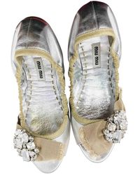 miu miu silver flats