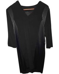 Sandro Leder Midi kleid - Schwarz