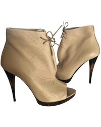 Burberry Leather Heels - Natural