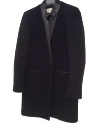 Sandro Navy Wool Coat - Multicolour
