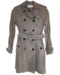 Burberry Beige Suede Trench Coats - Natural