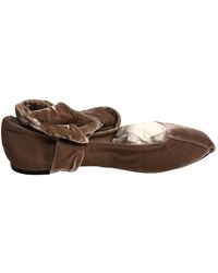 Max Mara Velvet Ballet Flats - Natural
