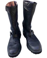Chanel Leder Motorradstiefel - Schwarz