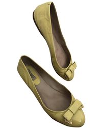 Max Mara Patent Leather Ballet Flats - Green