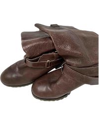 Diane von Furstenberg Leder Motorradstiefel - Braun
