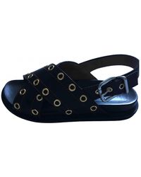 Marni Leder Pantoffeln - Schwarz