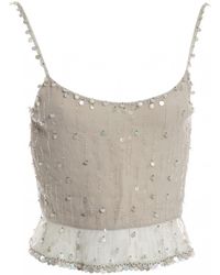 Chanel Top à bretelles en soie - Gris