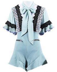 Self-Portrait Blue Polyester Jumpsuits