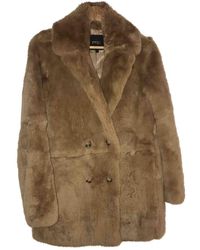 Maje Camel Rabbit Coats - Multicolour