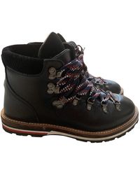 Moncler Bottes en Cuir Noir