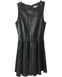 Sandro Leder Midi kleid - Schwarz