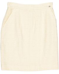 Chanel Wolle Halblang Rock - Natur