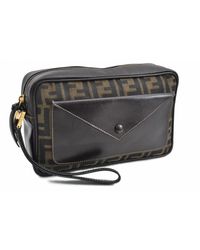 Fendi Leinen Clutches - Braun