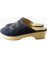 Chanel Zuecos de Lona - Azul