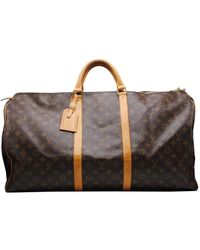 Louis Vuitton Keepall Leinen Reise Tasche - Schwarz