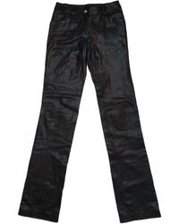 Chanel Pantaloni a sigaretta in Pelle - Nero