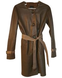 Max Mara Brown Leather Trench Coat
