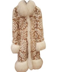 Chanel Abrigo en piel beige - Neutro