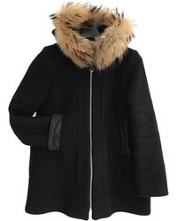 Sandro Fall Winter 2018 Navy Cotton Coat - Black