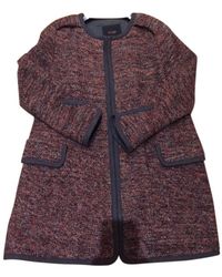 Maje Burgundy Wool Coats - Multicolour