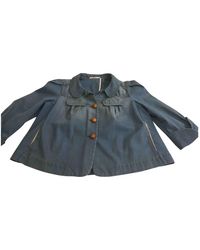 Maje Blue Denim - Jeans Leather Jacket