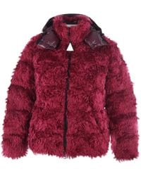 Moncler Mantel en Fourrure synthétique Bordeaux - Multicolore