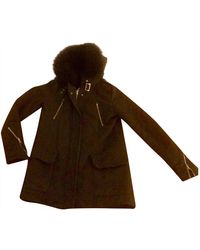 Maje Anthracite Wool Coat - Multicolour