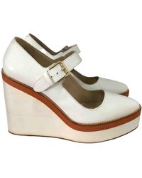 Max Mara Leather Heels - White