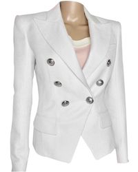 Balmain Jacke Viskose Weiß