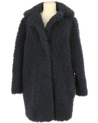 Sandro Navy Synthetic Coat - Blue