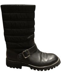 Chanel Leder Motorradstiefel - Schwarz