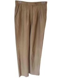 Burberry Leather Trousers - Natural