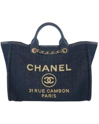 Chanel Deauville Leinen Shopper - Blau