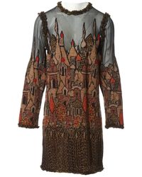 Chanel Wolle Midi Kleid - Braun