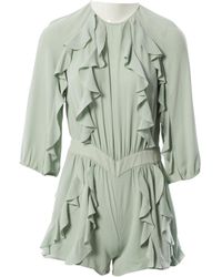 Valentino \n Green Silk Jumpsuits