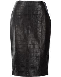 Valentino \n Brown Leather Skirt
