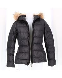 Moncler Mantel Fur Hood en Polyester Bleu