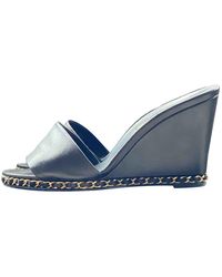 Chanel Leder Pantoffeln - Blau