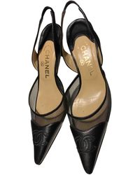 Chanel Tacones Slingback de Cuero - Negro