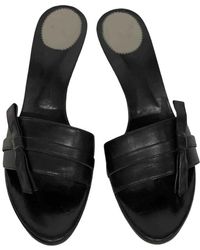Max Mara Leather Mules - Black