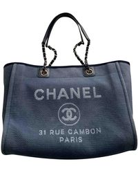 Chanel Deauville Leinen Shopper - Blau