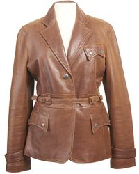 Max Mara Leather Suit Jacket - Brown