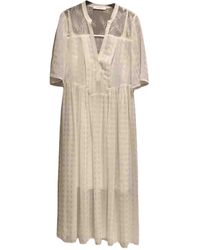 Sandro Seide Midi kleid - Weiß