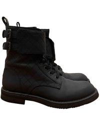 Chanel Leder Motorradstiefel - Schwarz