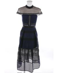 Self-Portrait Seide Maxi kleid - Blau