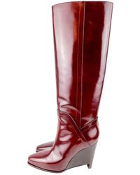 Maison Margiela Bottes \N en Cuir verni Marron - Rouge