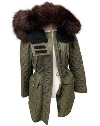Burberry Khaki Polyester Coat - Green