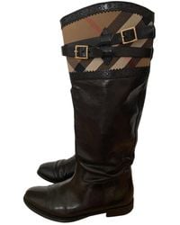 Burberry Leather Riding Boots - Black