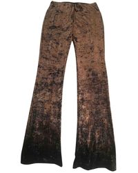 Maje Gold Polyester Trousers - Metallic